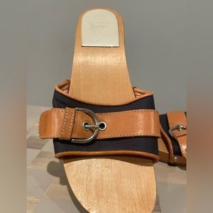 Vintage Coach wooden clog sandals.
